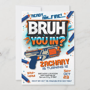 Invitation à l'anniversaire d'un fusil Dart   Dart