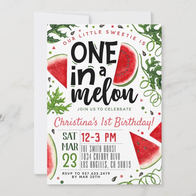 Invitation à l'anniversaire d'un Melon (Devant)