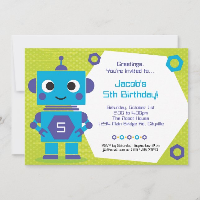 Invitation à l'anniversaire d'un robot (Devant)