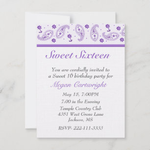 Invitation à l'anniversaire d'un Sweet sixteen élé