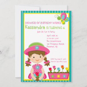 Invitation à l'anniversaire d'une fille de jardina