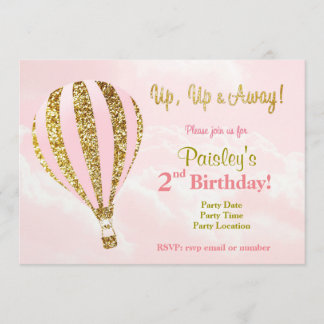 Invitation à l'anniversaire d'une montgolfière ros
