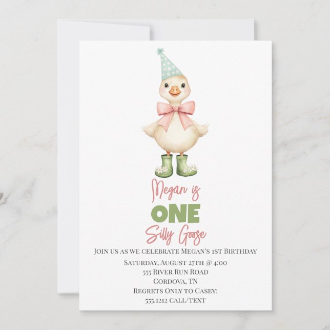 Invitation à l'anniversaire d'une oie bête (Devant)