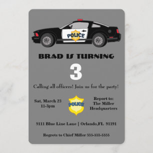 Invitation à l'anniversaire d'une voiture de polic