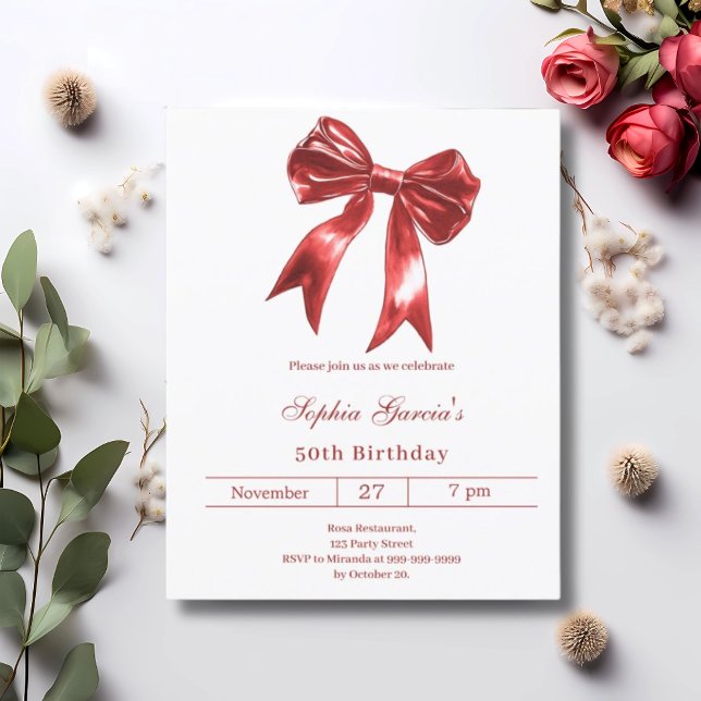 Invitation à l'anniversaire en rouge blanc (Créateur téléchargé)