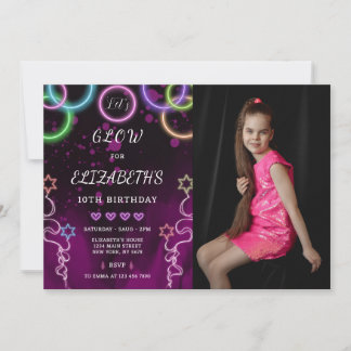 Invitation à l'anniversaire lumineux avec photo