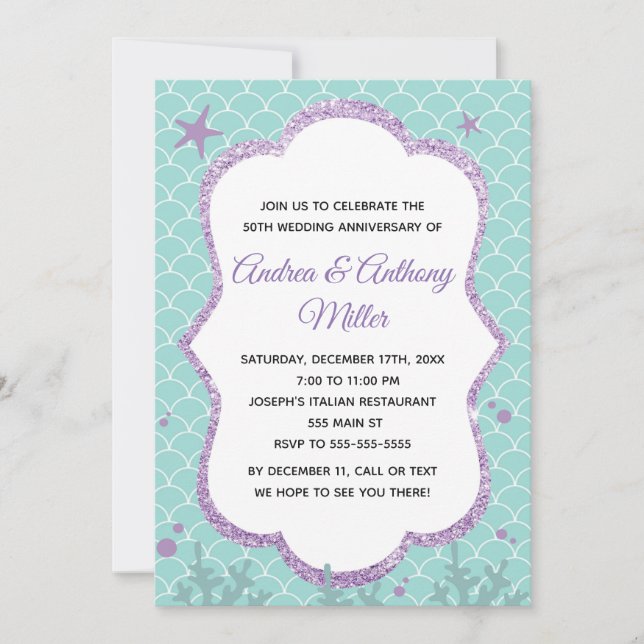 Invitation À L'Anniversaire mariage Sous La Mer (Devant)