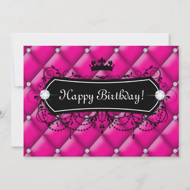 Invitation à l'anniversaire rose Cute Crown Sweet  (Devant)