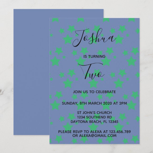 Invitation à l'anniversaire Twinkle Little Star Gr (Devant / Derrière)