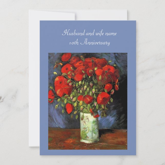 Invitation à l'anniversaire. Vase avec des papillo (Devant)