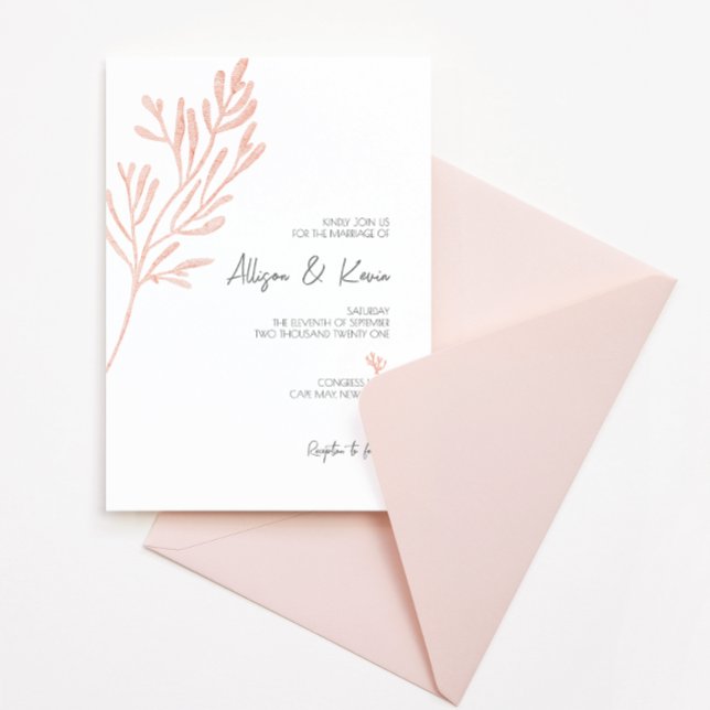 Invitation à l'aquarelle de corail ・ Mariage moder (Créateur téléchargé)