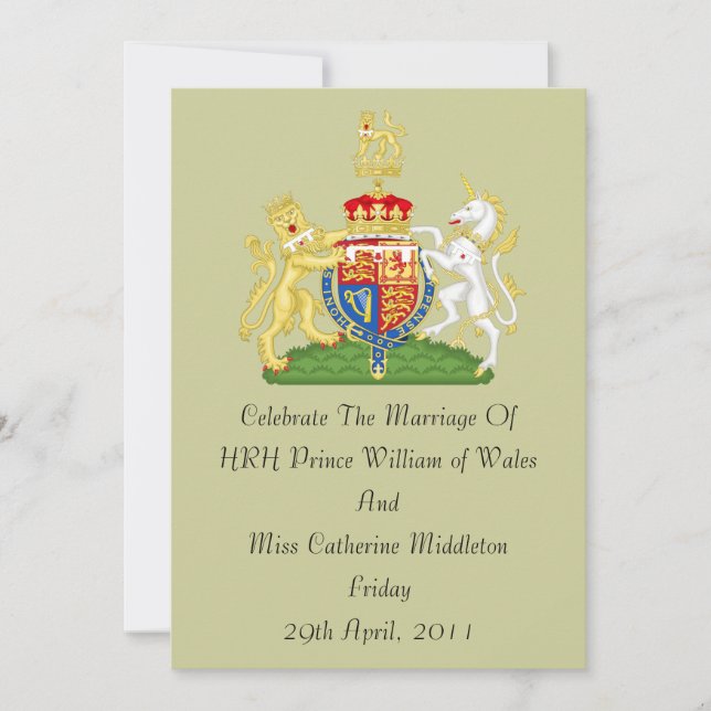 Invitation À L'Armoiries De La Royal Mariage (Taup (Devant)
