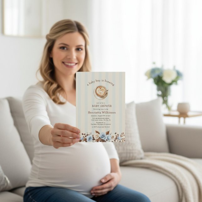 Invitation à l'arrivée d'un bébé garçon : Un cœur  (Créateur téléchargé)