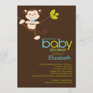 Invitation à l'Baby shower des petits singes
