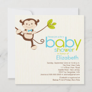 Invitation à l'Baby shower des petits singes