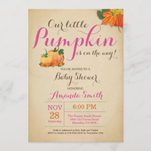 Invitation à l'Baby shower pour filles Citrouilles