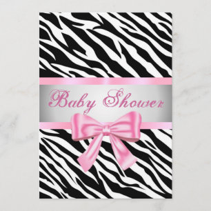 Invitation à l'Baby shower Zebra Print Pink Bow