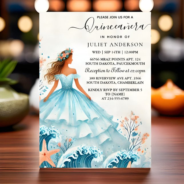 Invitation À L'Eau La Vie Du Poisson Sous La Quinceanera (Créateur téléchargé)