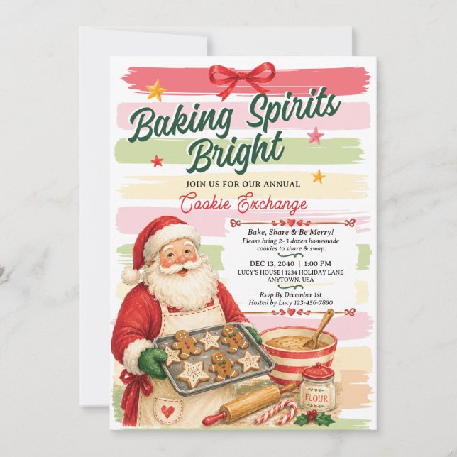 Invitation à l'échange de biscuits de fête de Noël (Devant)