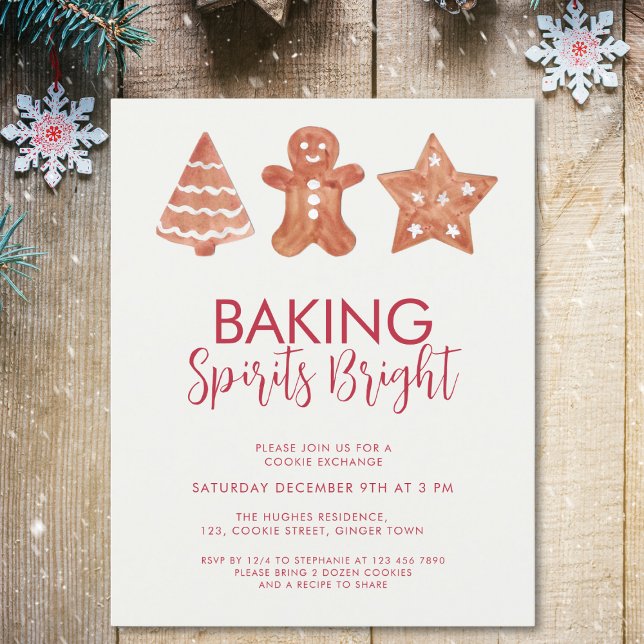 Invitation à l'échange de biscuits de Noël économi (Créateur téléchargé)