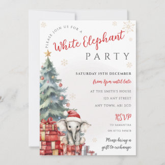 Invitation à l'échange de cadeaux de Noël éléphant