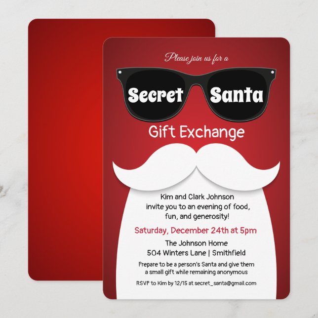Invitation à l'échange de cadeaux de Père Noël sec (Devant / Derrière)