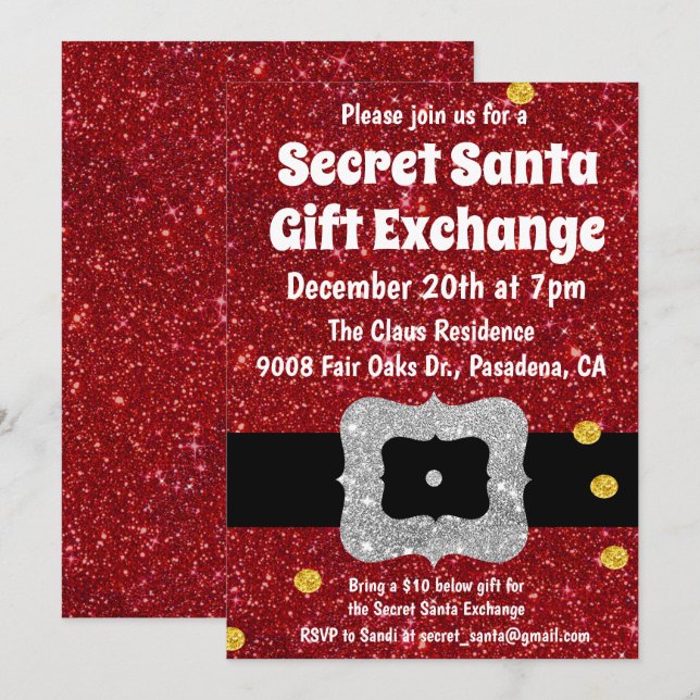 Invitation à l'échange de cadeaux de Père Noël sec (Devant / Derrière)