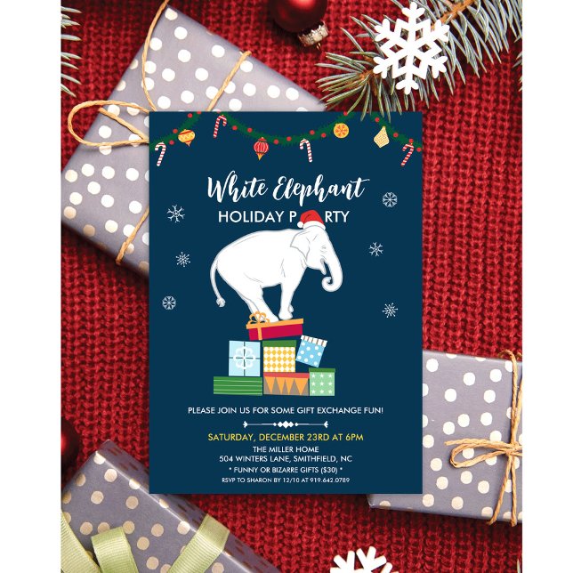 Invitation à l'échange de cadeaux éléphant blanc (Créateur téléchargé)