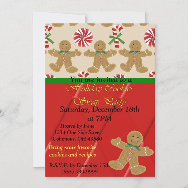 Invitation à l'échange de cookies de vacances (Devant)