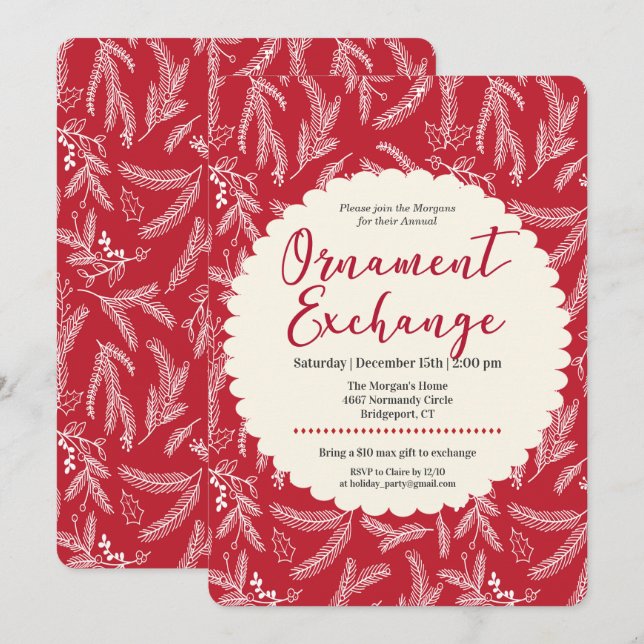 Invitation à l'échange d'ornements de vacances de  (Devant / Derrière)