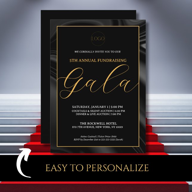 Invitation à l'élégant gala de charité en noir (Créateur téléchargé)