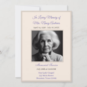 Invitation à l'élégante cérémonie funéraire/commém