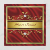 Invitation à l'élégante Soie rouge or/Satin Party