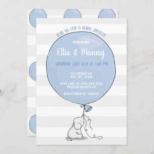 Invitation à l'éléphant et au Baby shower de ballo