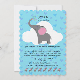 Invitation à l'éléphant mignon premier anniversair