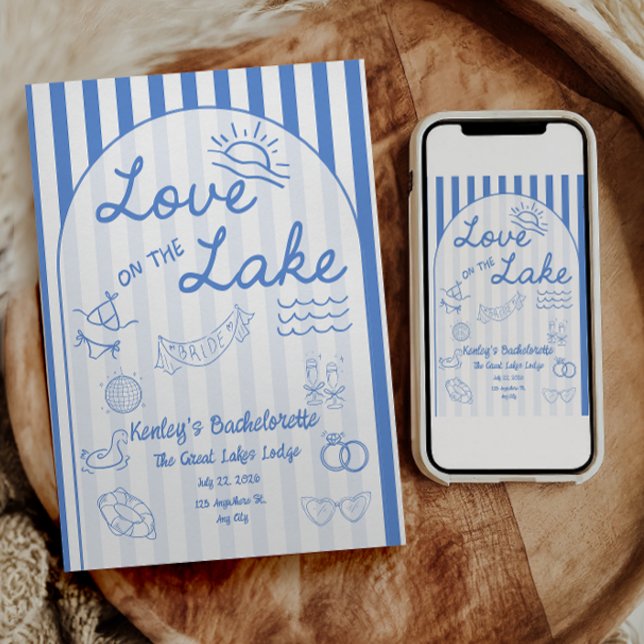 Invitation à l'enterrement de vie de jeune fille L (Love on the lake bachelorette party invitation)