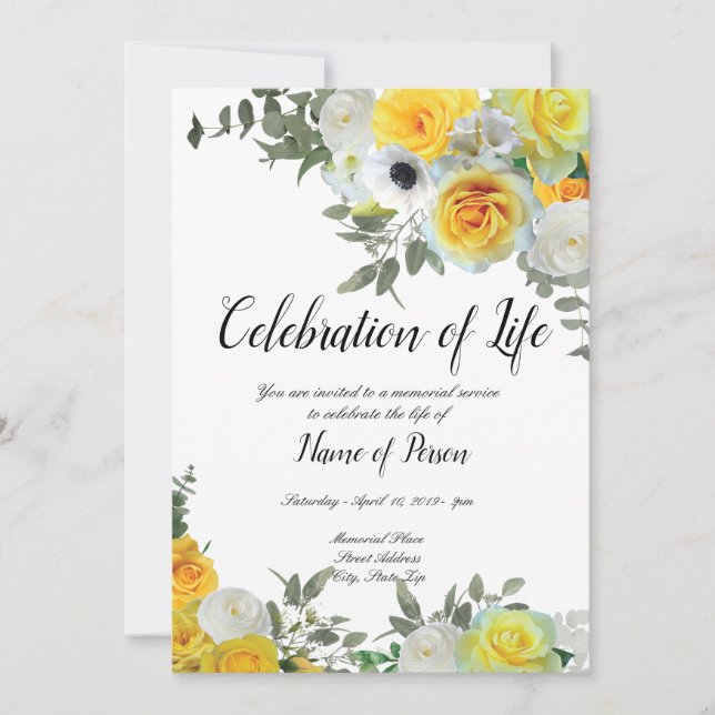 Invitation à l'enterrement des roses jaunes (Devant)