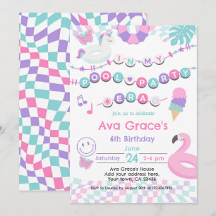 Invitation À l'époque de la fête de la piscine fête d'anniver