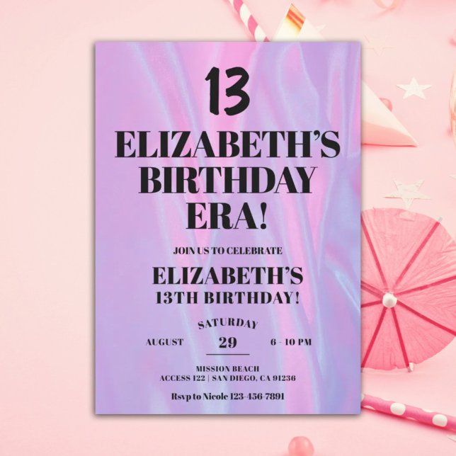 Invitation À l'époque de son anniversaire 13e fête d'annivers (Créateur téléchargé)