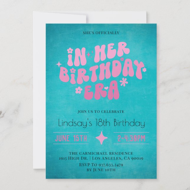 Invitation À l'époque de son anniversaire Super Retro Boho (Devant)
