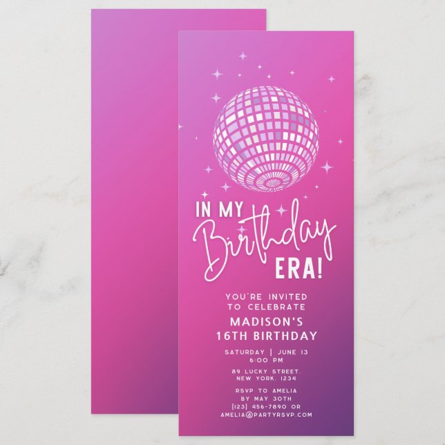 Invitation A L'Ère De Mon Anniversaire, Fête De L'Ère, Fête D (Devant / Derrière)