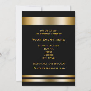 Invitation à l'événement Black & Gold Elegant Dinn