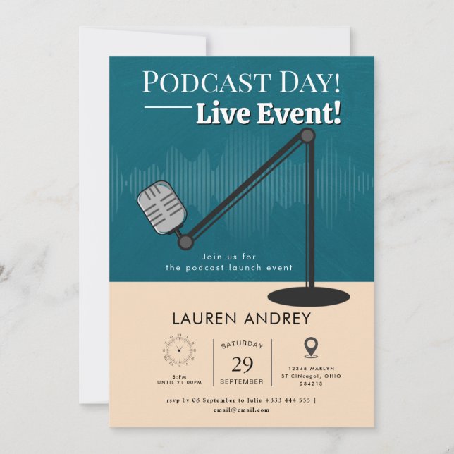 Invitation à l'événement de lancement de podcast (Devant)