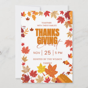 Invitation à l'événement de Thanksgiving d'automne