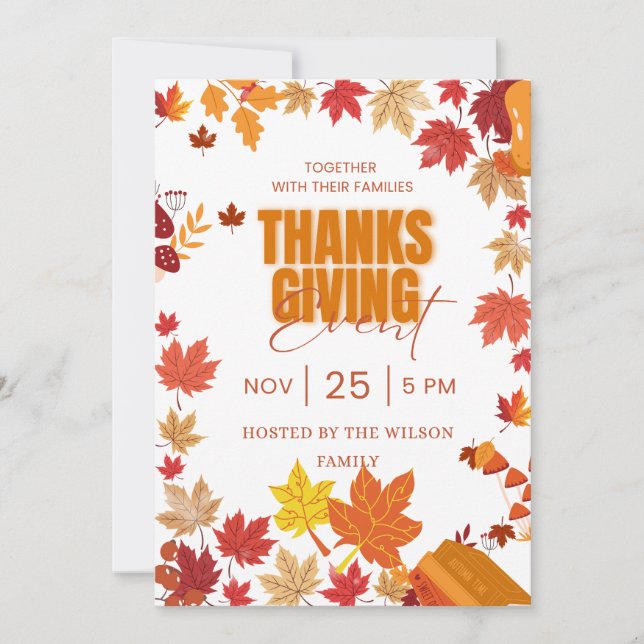 Invitation à l'événement de Thanksgiving d'automne (Devant)