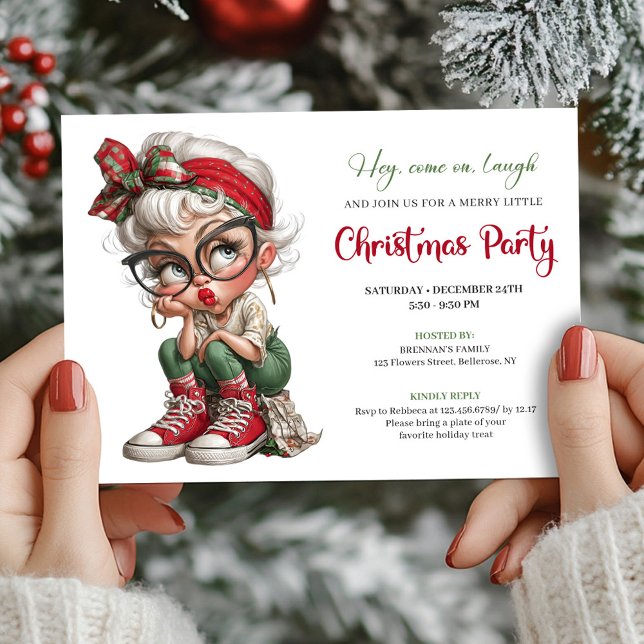 Invitation à l'événement de vacances de grand-mère (Whimsical Grandma Holiday Cartoon Event Invite)