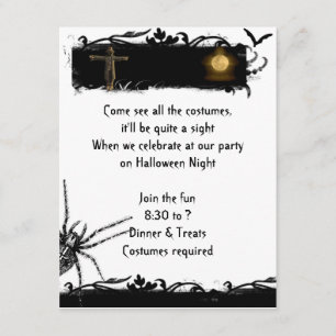 Invitation à l'Halloween en Pleine lune noire et b