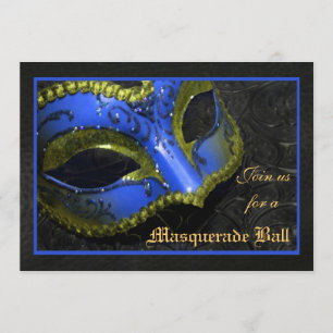 Invitation à l'Halloween masquée Masquerade bleue