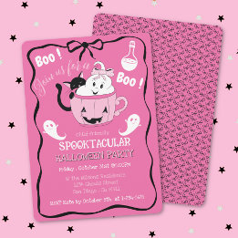 Invitation à l'Halloween pour enfant rose mignon a