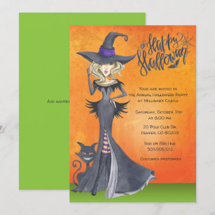 Invitation à l'Halloween pour sorcière, soirée cos